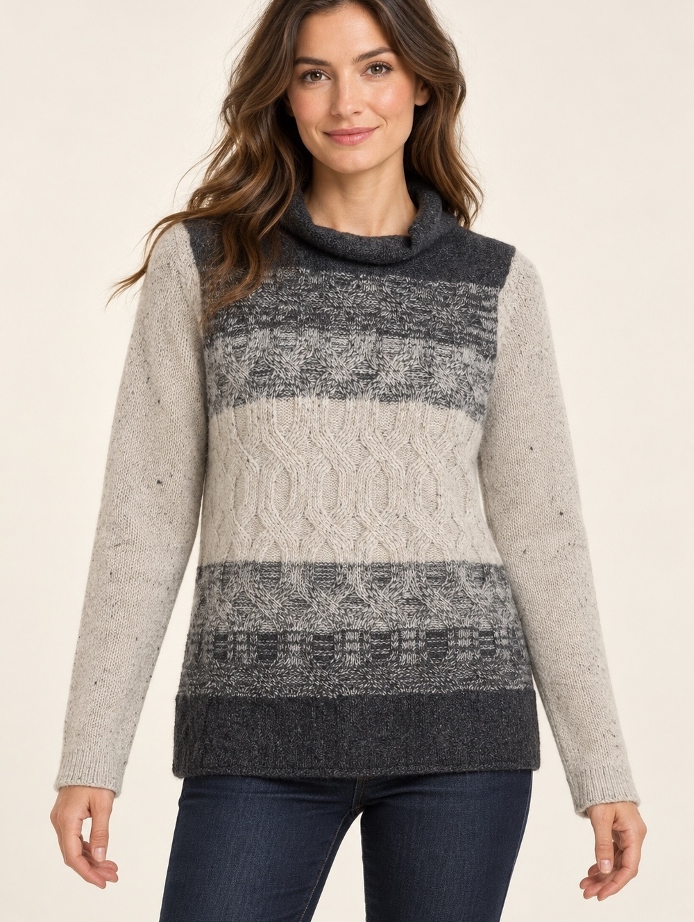 Cashmere Quinn Gray Patterned sweater XS